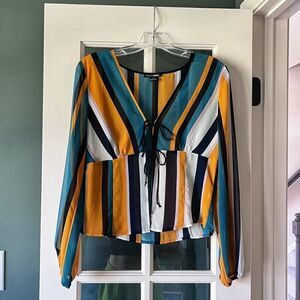 FASHIONNVA striped chiffon blouse